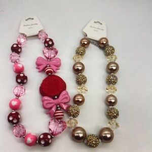 Charming Kids Necklace Set - Pink and Gold